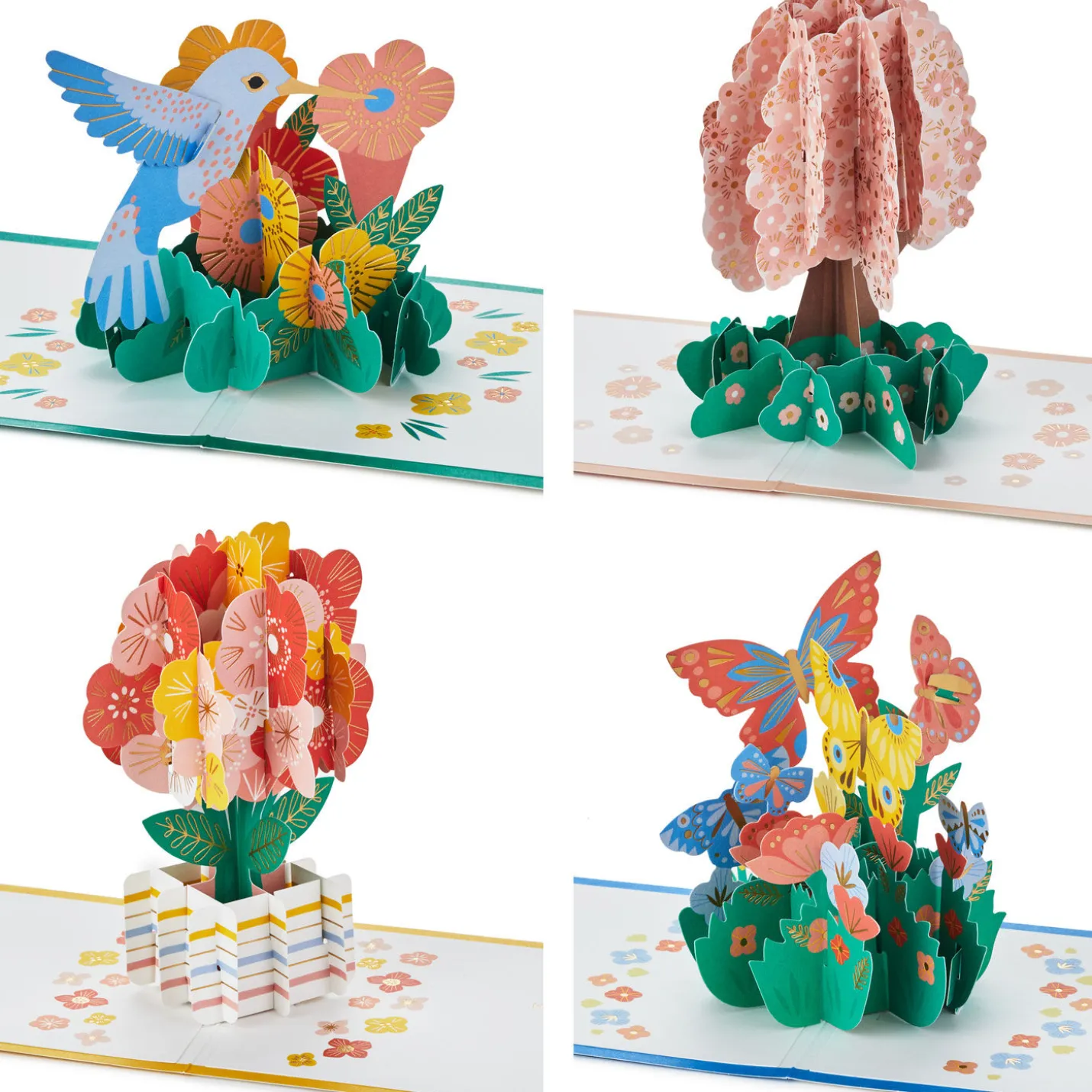 Bright and Cheery Nature Pop-Up Assorted Thinking of You Cards, Pack of 4