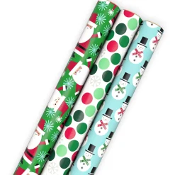 Bright and Graphic 3-Pack Reversible Christmas Wrapping Paper, 120 sq. ft.