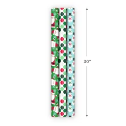 Bright and Graphic 3-Pack Reversible Christmas Wrapping Paper, 120 sq. ft.