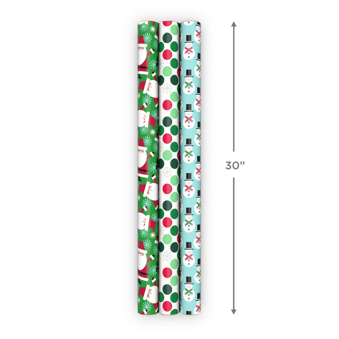 Bright and Graphic 3-Pack Reversible Christmas Wrapping Paper, 120 sq. ft.