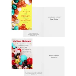 Bright Balloons Assorted Religious Birthday Cards, Box of 12