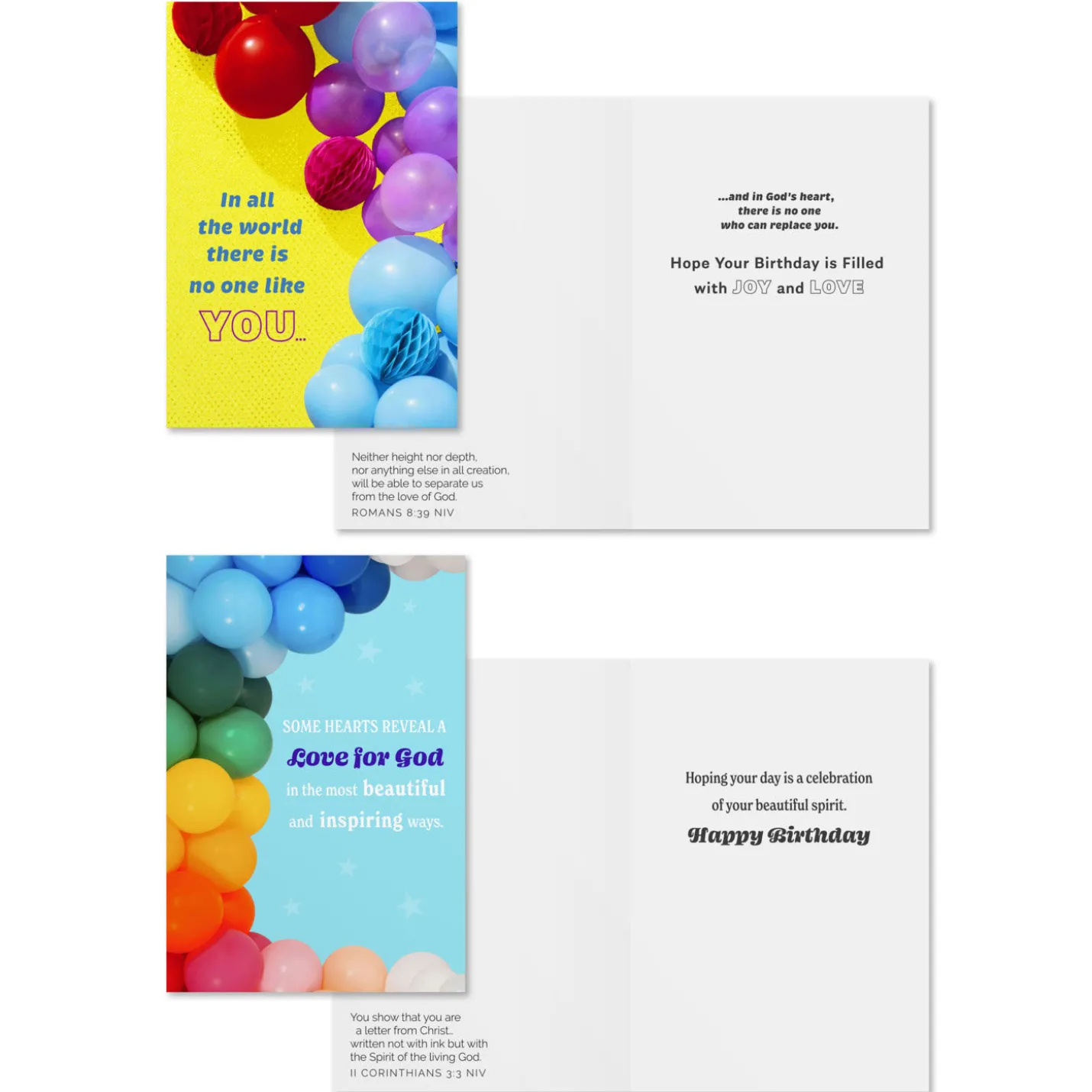 Bright Balloons Assorted Religious Birthday Cards, Box of 12