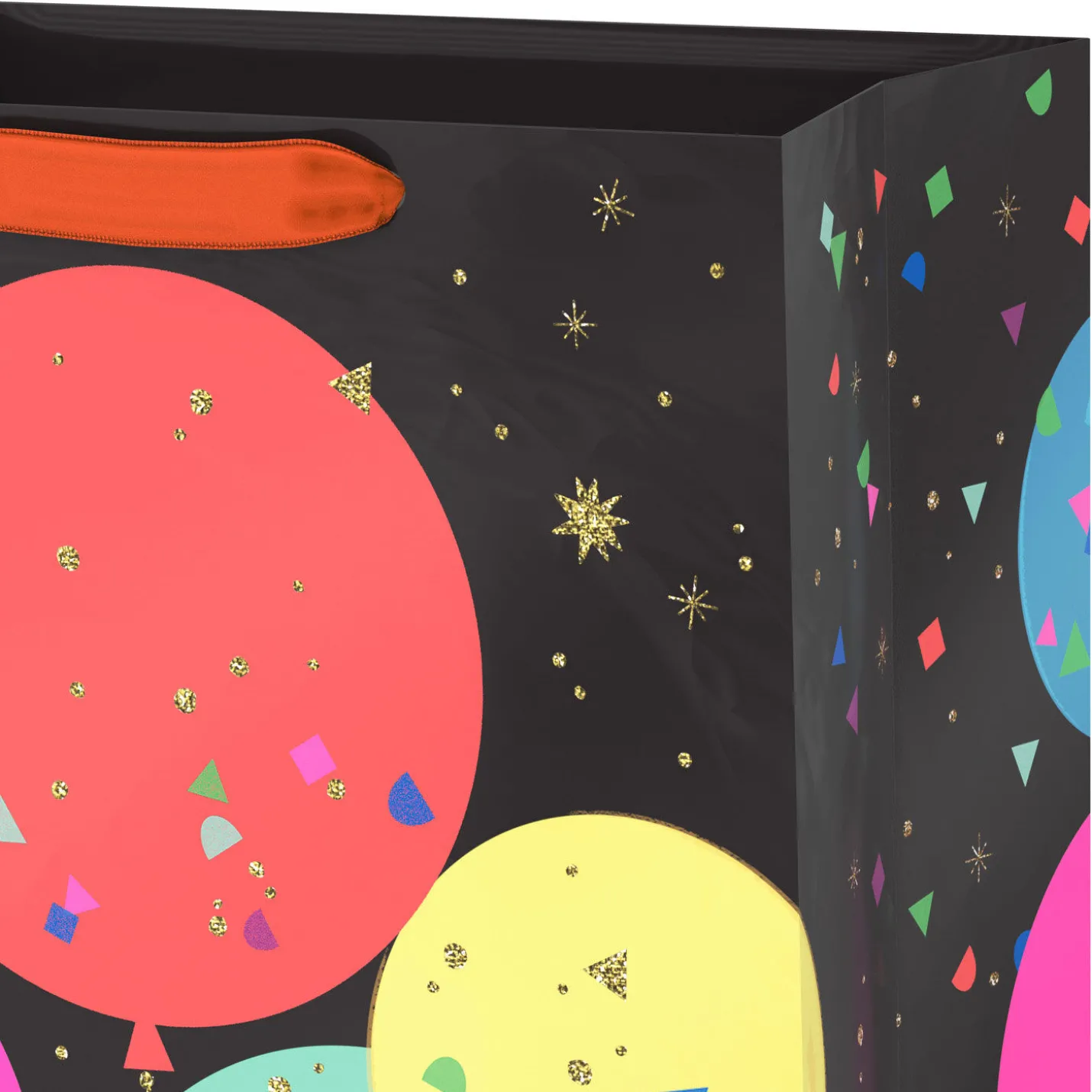 13" Bright Balloons on Black Large Birthday Gift Bag