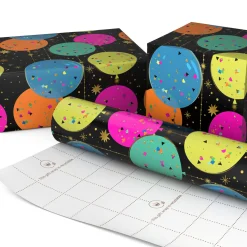 Bright Balloons on Black Wrapping Paper Roll, 17.5 sq. ft.