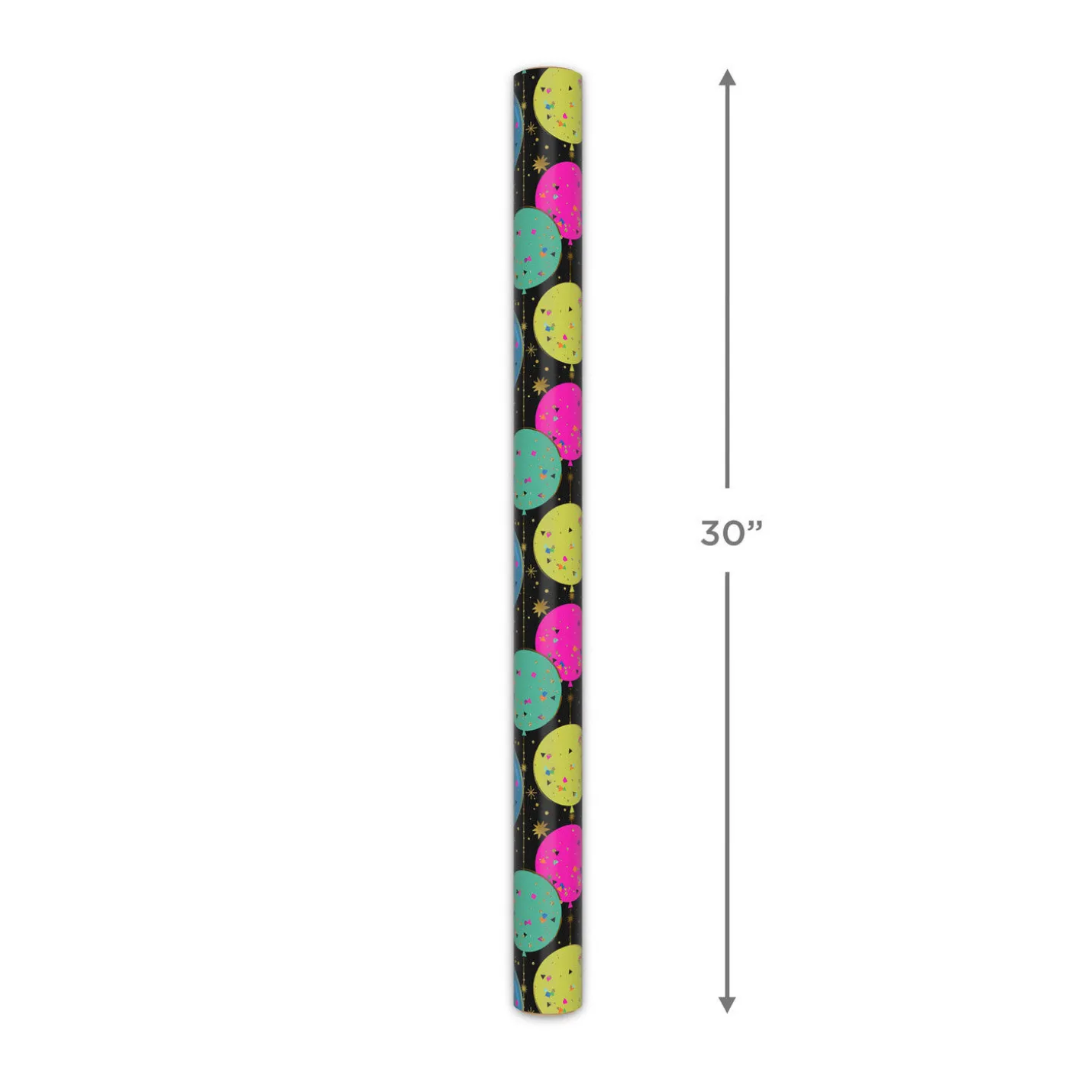Bright Balloons on Black Wrapping Paper Roll, 17.5 sq. ft.