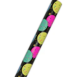 Bright Balloons on Black Wrapping Paper Roll, 17.5 sq. ft.