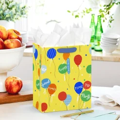 9.6" Bright Balloons on Yellow Medium Birthday Gift Bag
