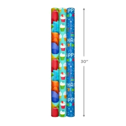 Bright Birthday 3-Pack Reversible Wrapping Paper