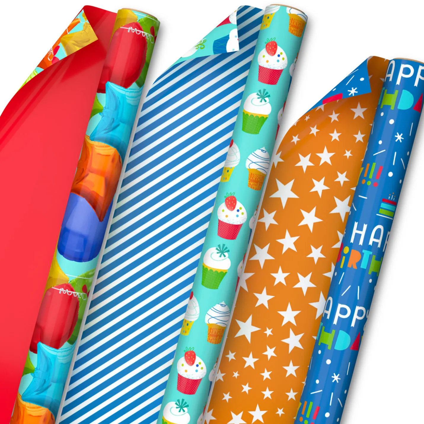 Bright Birthday 3-Pack Reversible Wrapping Paper