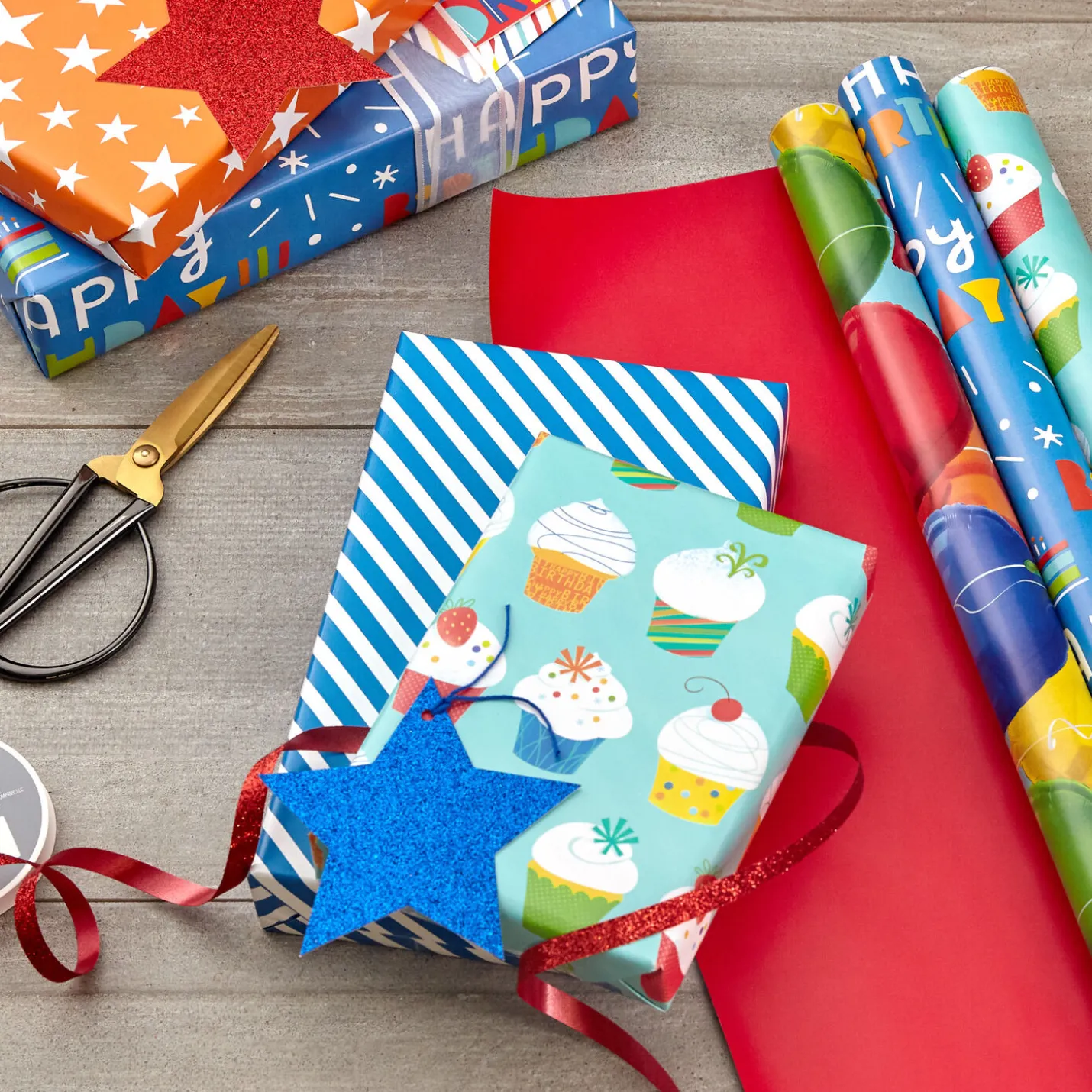 Bright Birthday 3-Pack Reversible Wrapping Paper