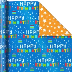 Bright Birthday 3-Pack Reversible Wrapping Paper