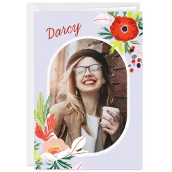 Bright Flowers and Oval Frame Custom Card