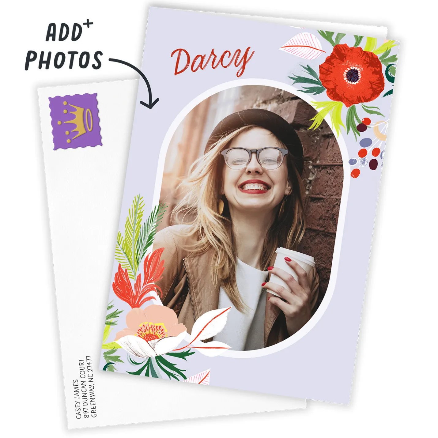 Bright Flowers and Oval Frame Custom Card
