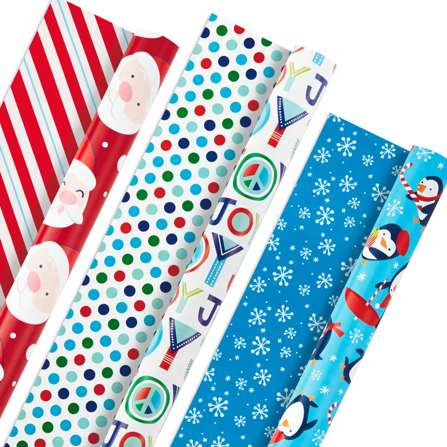 Bright Joy 3-Pack Kids Reversible Christmas Wrapping Paper Assortment, 120 sq. ft.