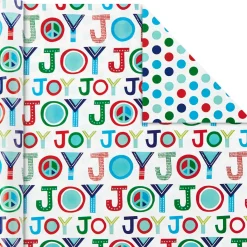 Bright Joy 3-Pack Kids Reversible Christmas Wrapping Paper Assortment, 120 sq. ft.