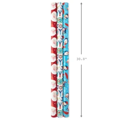 Bright Joy 3-Pack Kids Reversible Christmas Wrapping Paper Assortment, 120 sq. ft.