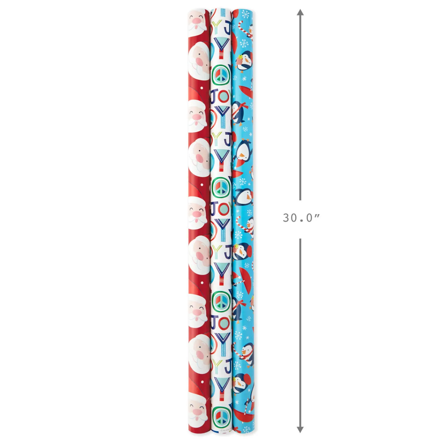 Bright Joy 3-Pack Kids Reversible Christmas Wrapping Paper Assortment, 120 sq. ft.