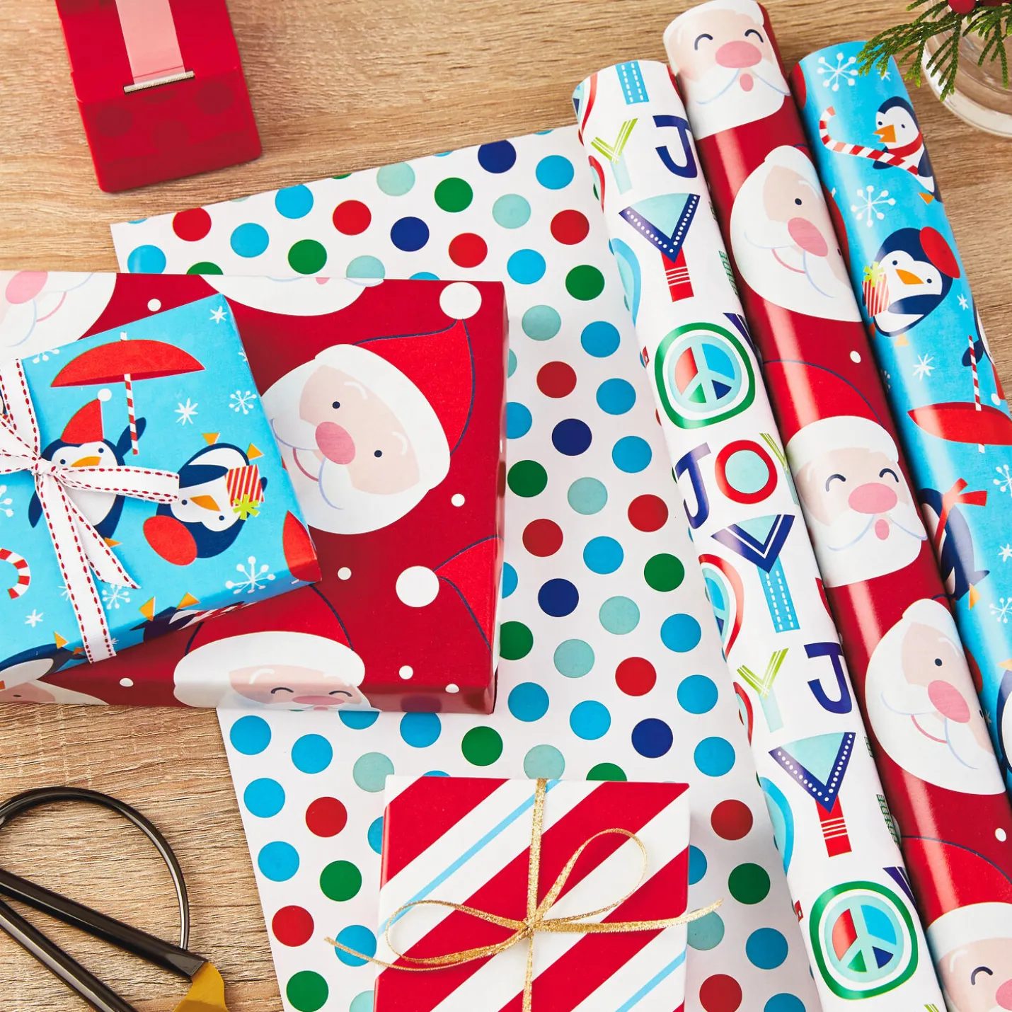 Bright Joy 3-Pack Kids Reversible Christmas Wrapping Paper Assortment, 120 sq. ft.