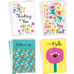 Brightly Painted Flowers Assorted Thinking of You Cards, Pack of 12