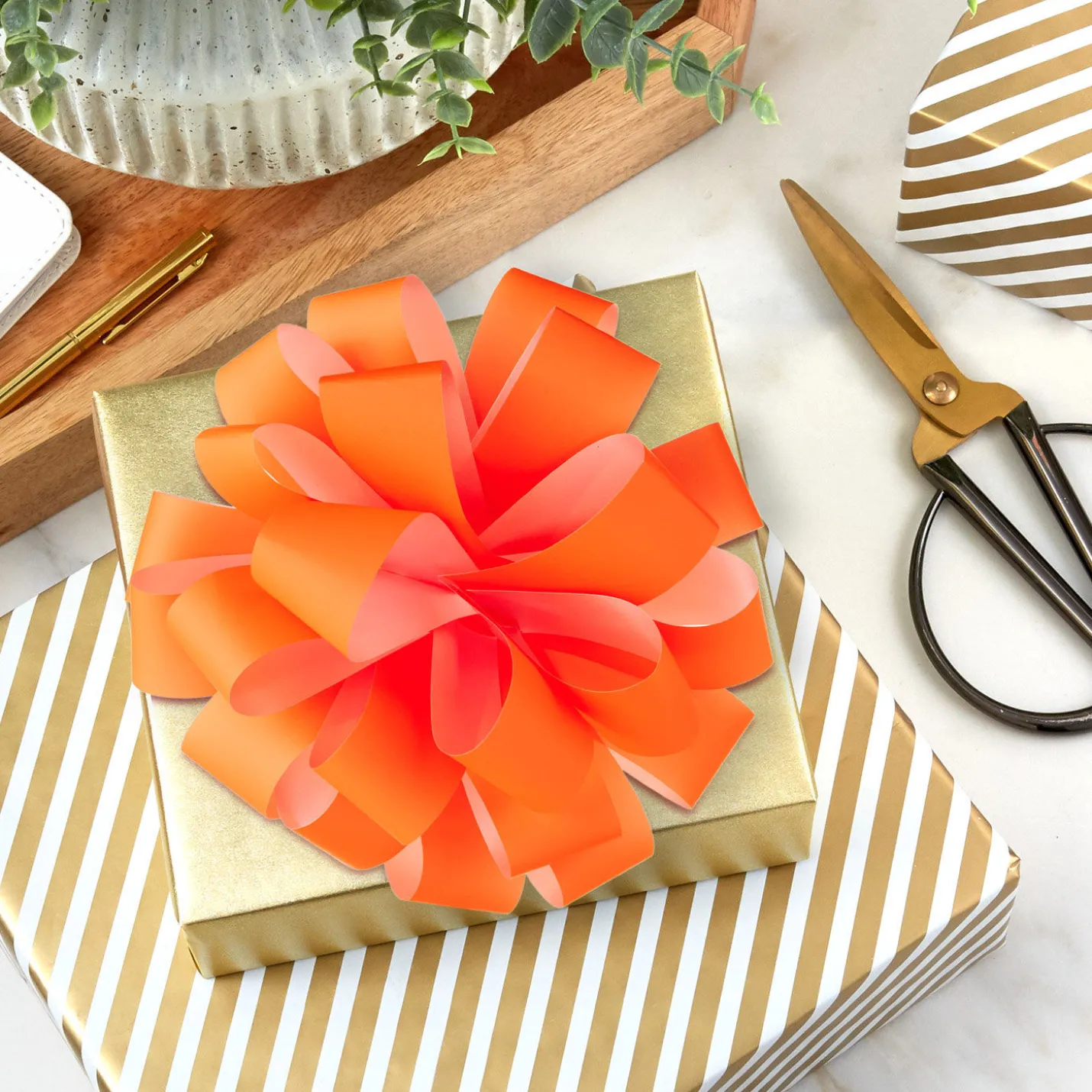 6" Bright Orange Gift Bow