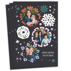 Bright Paper Snowflakes Flat Holiday Photo Card