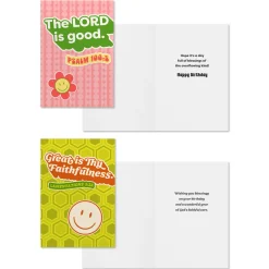 Bright Retro Assorted Religious Birthday Cards, Box of 12
