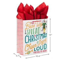 13" Buddy the Elf™ Christmas Cheer Large Gift Bag With Tissue Paper