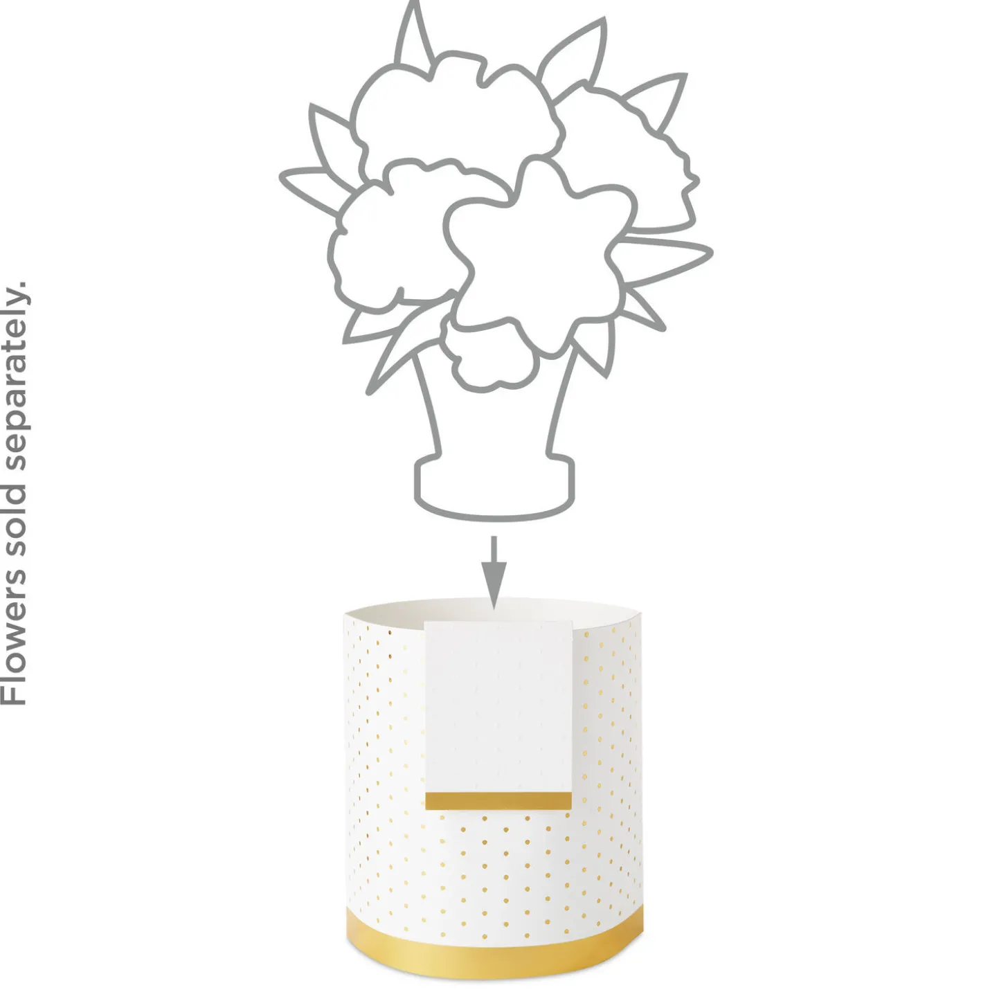 Build-a-Bouquet Gold Polka Dots Pop-Up Paper Vase With Mini Card