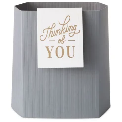 Build-a-Bouquet Thinking of You Gray Stripes Pop-Up Paper Vase With Mini Card