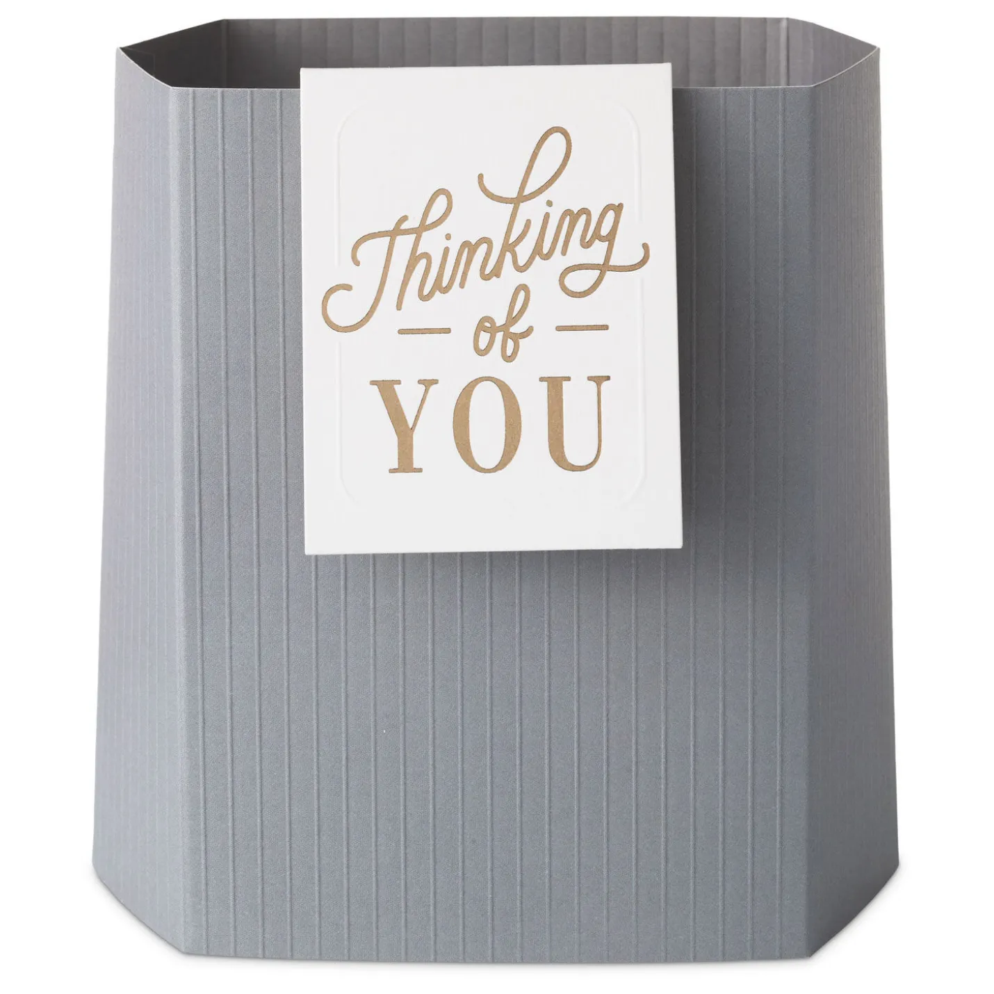 Build-a-Bouquet Thinking of You Gray Stripes Pop-Up Paper Vase With Mini Card