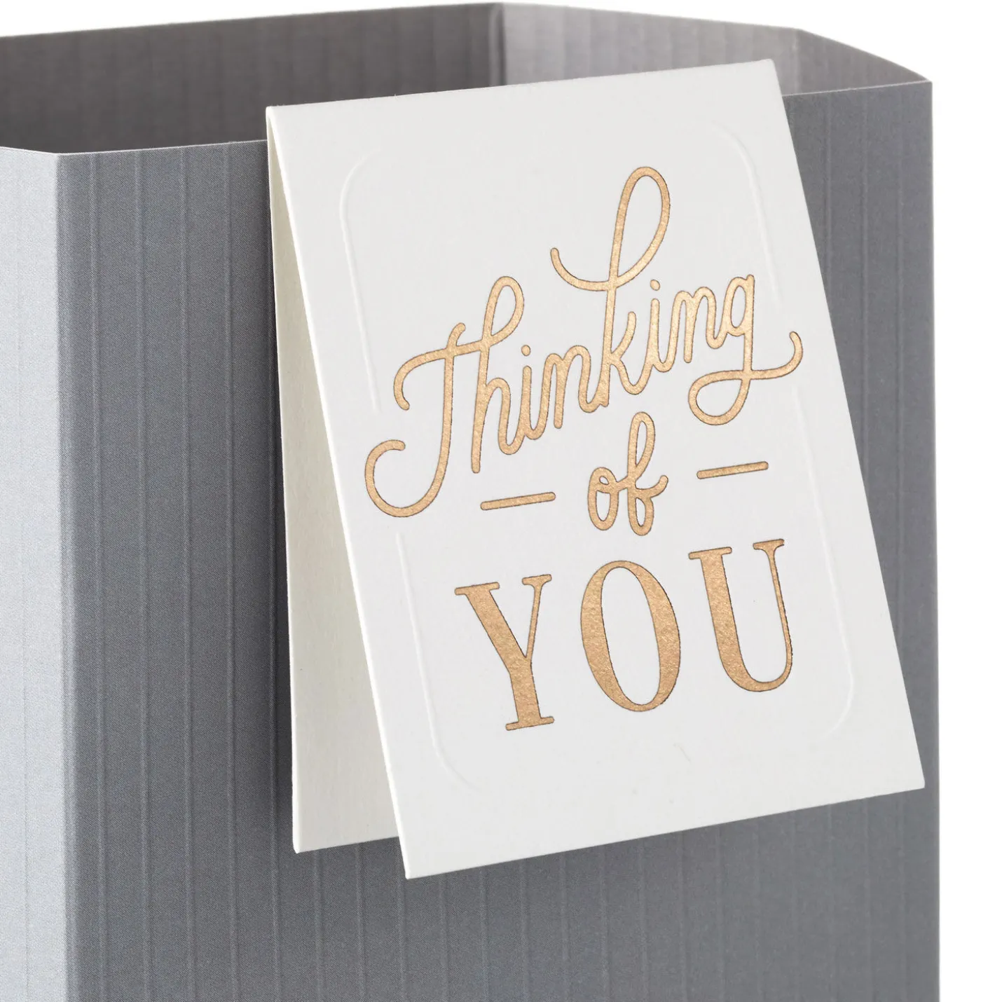 Build-a-Bouquet Thinking of You Gray Stripes Pop-Up Paper Vase With Mini Card