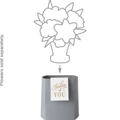 Build-a-Bouquet Thinking of You Gray Stripes Pop-Up Paper Vase With Mini Card