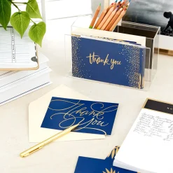 Bulk Navy and Gold Assorted Blank Thank-You Notes, Box of 120
