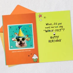 Bulldog in Party Hat Funny 9th Birthday Card With Decal