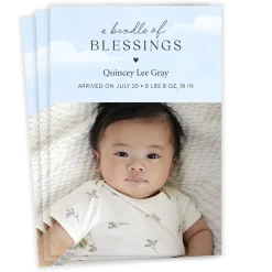 Bundle of Blessings Blue Sky Birth Announcement