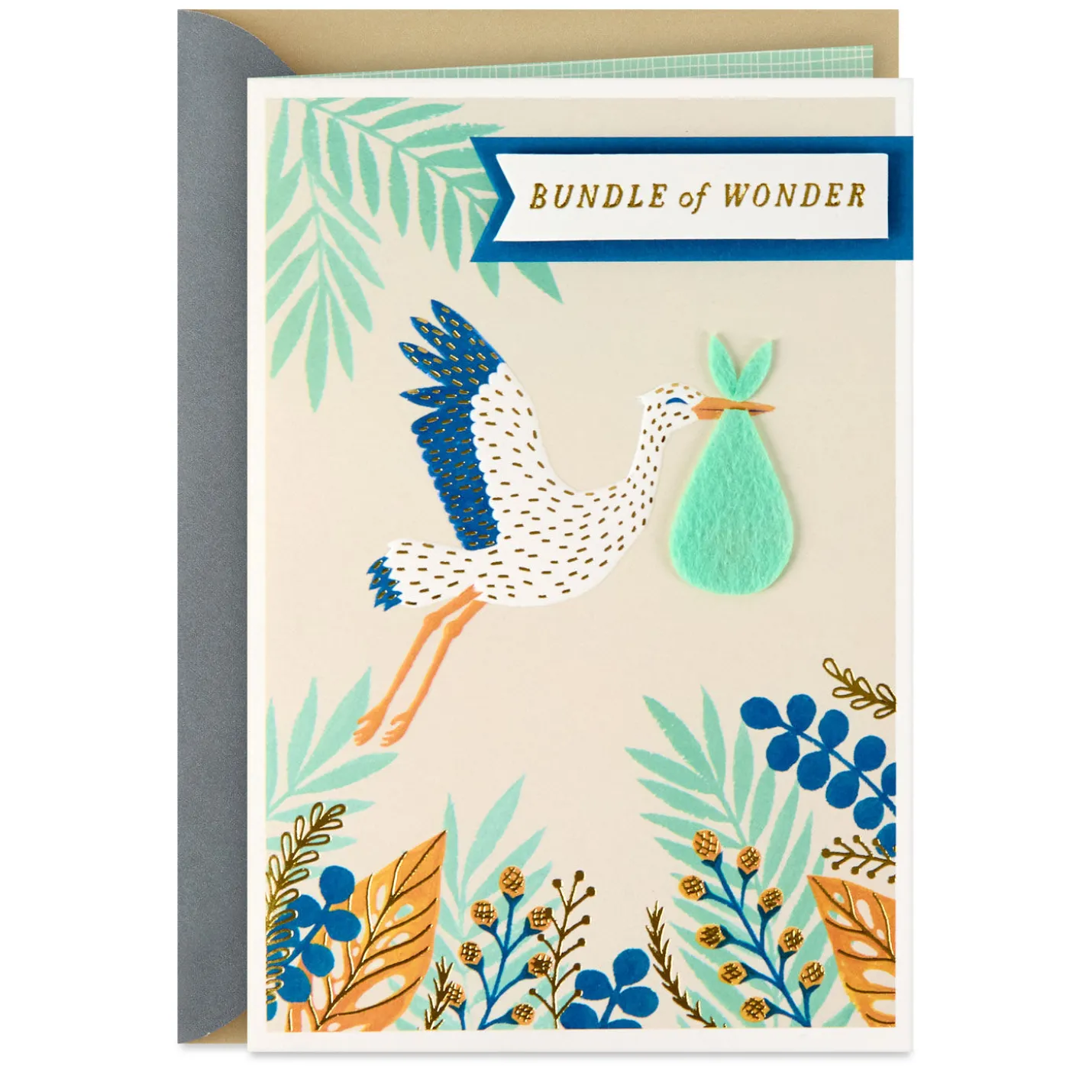 Bundle of Wonder New Baby Boy Card