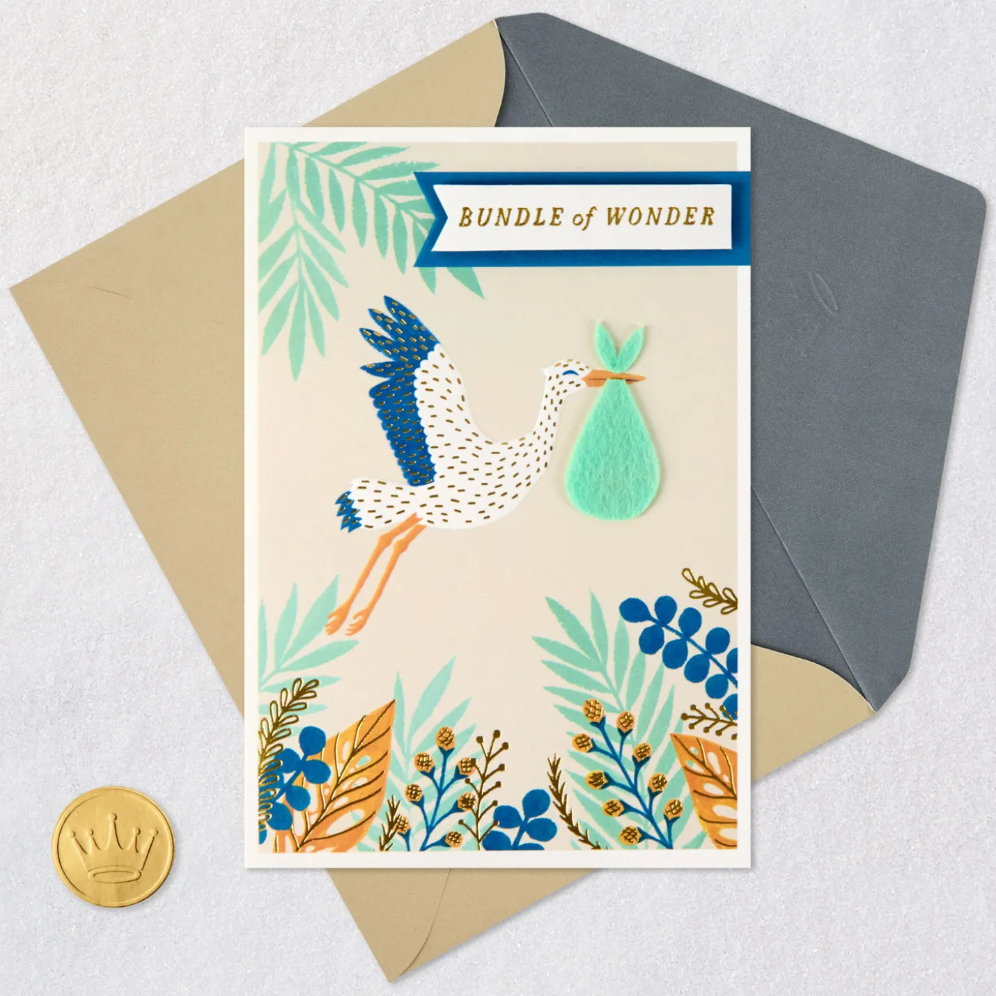 Bundle of Wonder New Baby Boy Card