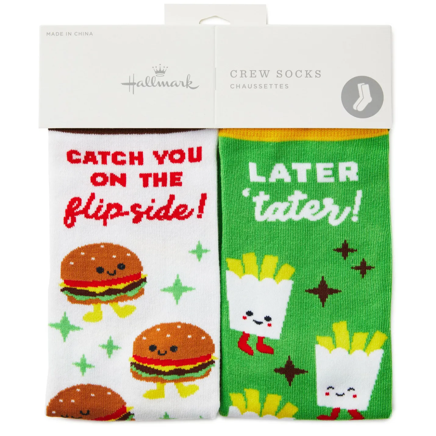 Burger and Fries Better Together Funny Crew Socks
