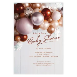 Burgundy Balloons Baby Shower Invitation