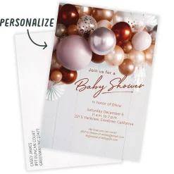 Burgundy Balloons Baby Shower Invitation