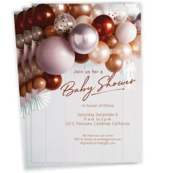 Burgundy Balloons Baby Shower Invitation