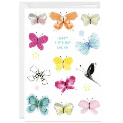 Butterflies and Happiness Custom Birthday Card