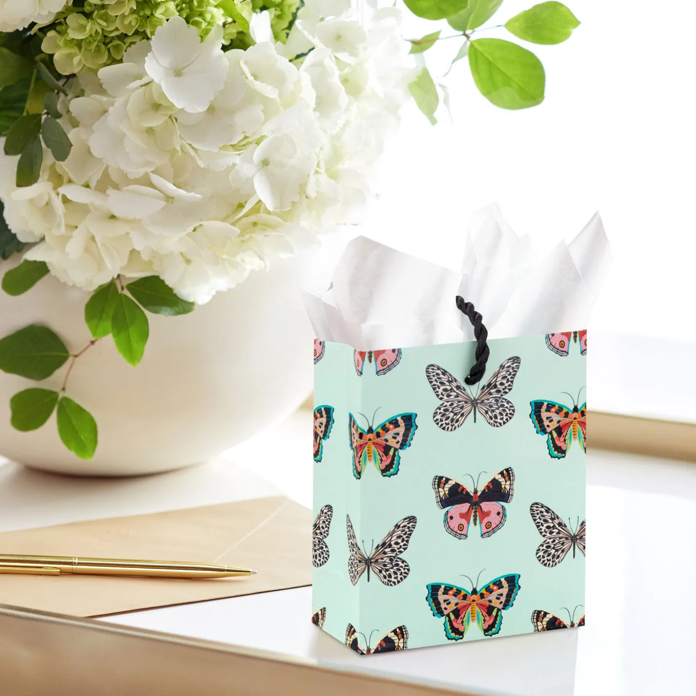 4.6" Butterflies on Mint Gift Card Holder Mini Bag