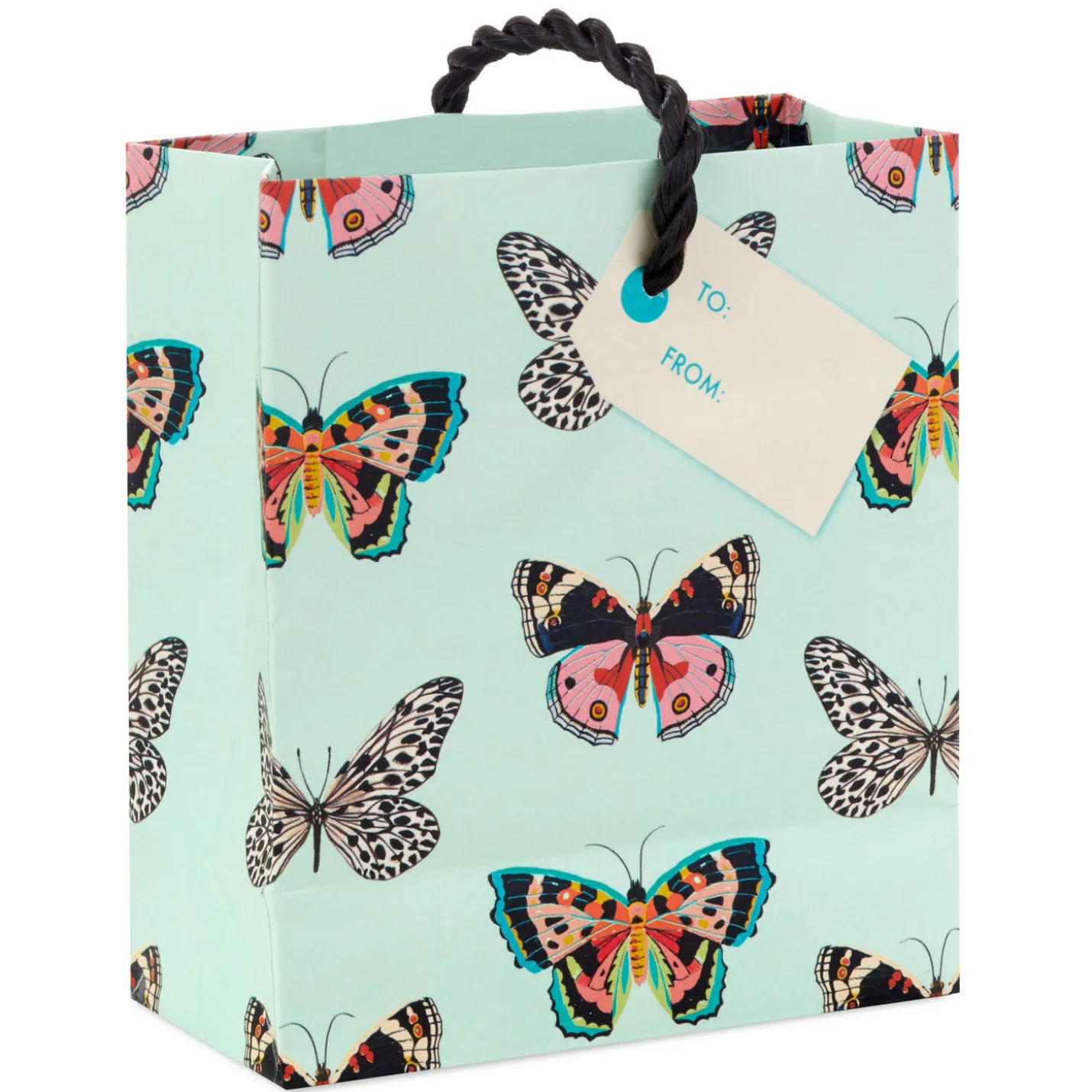 4.6" Butterflies on Mint Gift Card Holder Mini Bag