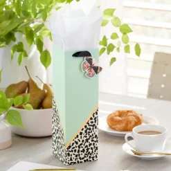 13" Butterfly on Cheetah Print Wine Gift Bag