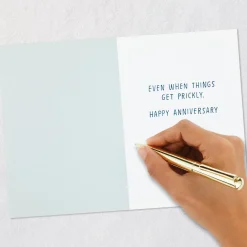 Cactus Happily Stuck With You Funny Anniversary Card