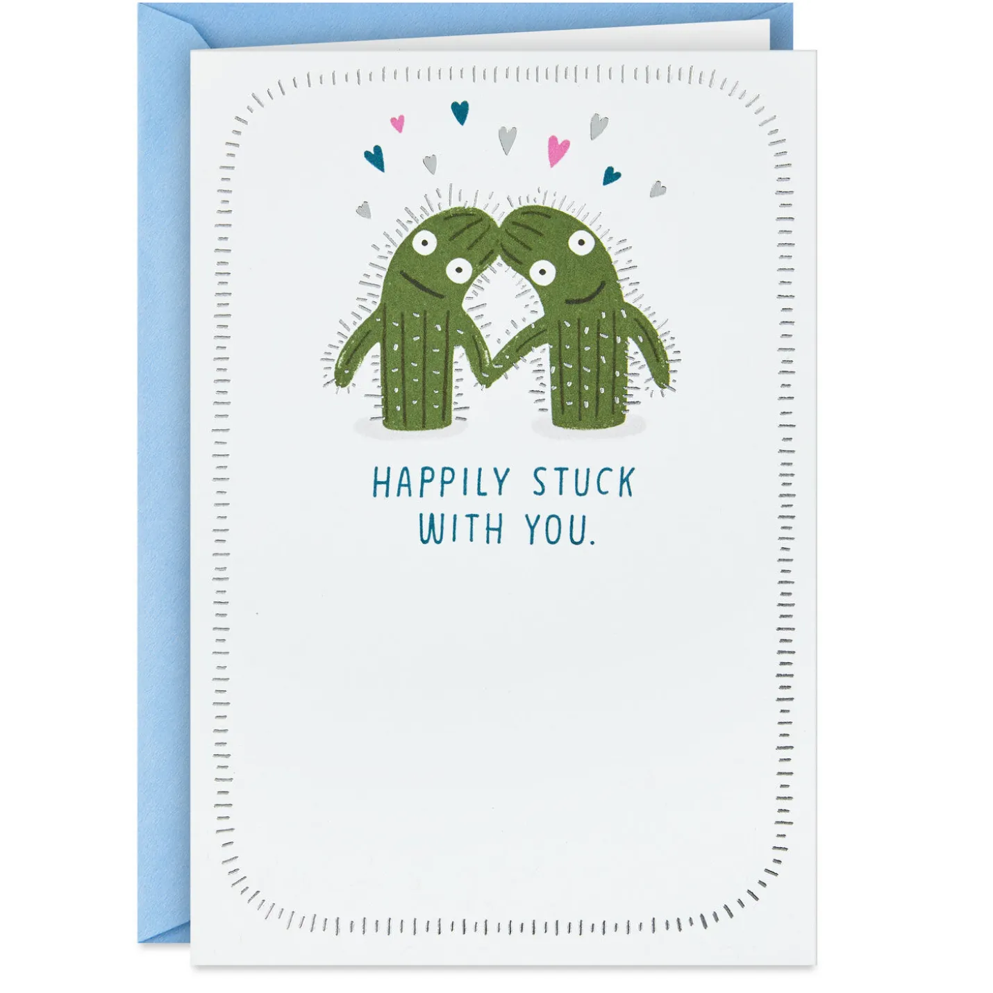 Cactus Happily Stuck With You Funny Anniversary Card