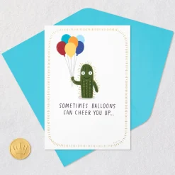 Cactus With Balloons Funny Encouragement Card