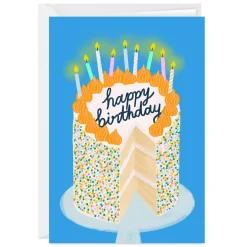 Cake and Candles Custom Birthday Card