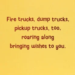 Cake and Construction Worker Animals in Trucks 4th Birthday Card